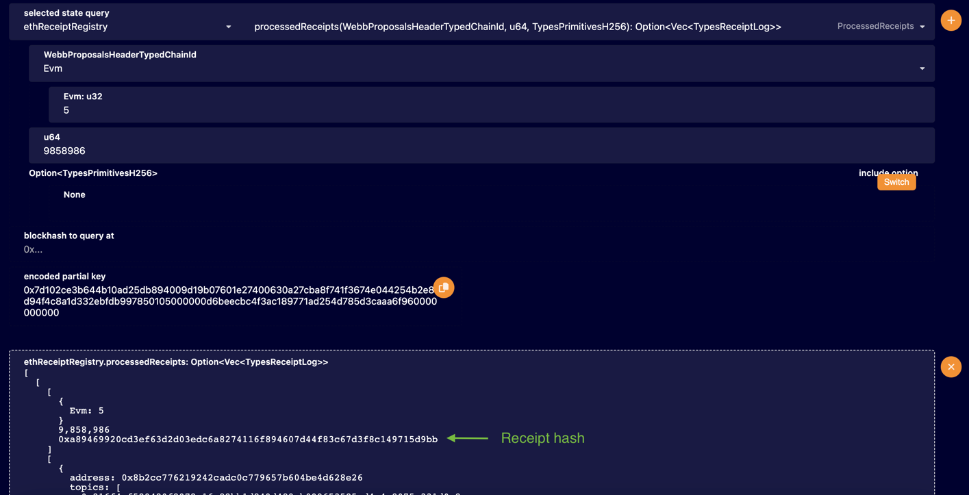 Receipt Hash method call